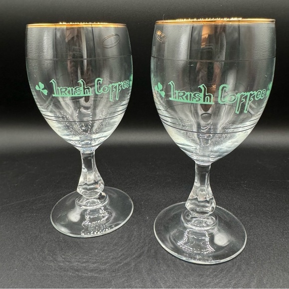 Irish Coffee Gold Rim Glasses Made In France Set of 2 - Picture 1 of 15